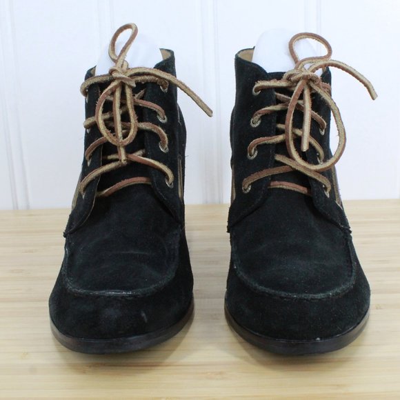 Sebago Ashton 360 Moc Black Suede Lace-up Ankle Heeled Booties Size 11 M - Picture 4 of 9